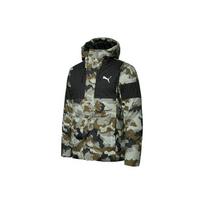 Puma Logo Print Camouflage Drawstring Hooded Down Jacket Men Outerwear Dark-Olive 848763-50 S black