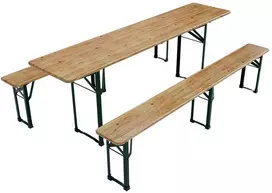 Juskys Alkoholio sodo komplektas Passau 220x50x77 cm natūralaus sulankstomo eglės medžio