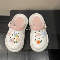 2024Summer New High Heels Muffin Bottom Tide Outside Wear Baotou Slippers Beach Platform Shoes Slippers Women Anti slip slippers 35 balta