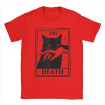Men's Black Cat Tarot Death Halloween Witchy Cat Lover T Shirt Cotton Clothes Novelty Short Sleeve Crewneck Tees Classic T-Shirt S