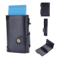 New men's card bag RFID anti-magnetic side push card aluminum box buckle retro card clip men juoda