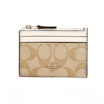 Coach Skinny 11 Monogram Coated Canvas Leather Clutch Wallet Mini Women clutch wallet White Khaki 88208-IMDQC Basic Set (Bag+Dust Bag)
