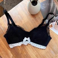 French Lace Push-Up Bra Set: Wire-Free, Adjustable, Side Support, Anti-Sag, Perfect for Small Breasts 36/80