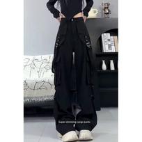 Black Jazz Dance Cargo Pants for Women 2026 New Spring Cool and Edgy Style Hiking Pants Black S
