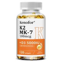 Vitamin D + Vitamin K2 Dietary Supplement, With Extra Virgin Olive Oil, 120 Softgels 120 Capsules