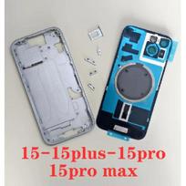 Naujas originalus korpusas IPhone 15 Plus 15 Pro 15 Dangtelis Baterijos durelės Galinis rėmas Vidurinis rėmas su galiniu stiklu iPhone 15 Pro Max 15 balta