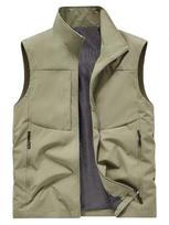 Men's High-End Sleeveless Stand Collar Vest - Lightweight, Breathable Solid Color Jacket for Spring and Autumn 4XL chaki