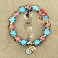 Jingmei Thai Blue Luminous Gold Sand Glazed Bead Bracelet