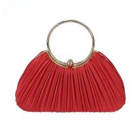 Womens Glitter Clutch Detachable Evening Clutch Dinner Bag Satin Wedding Handbag For Formal Occasi Wedding Banquet raudona
