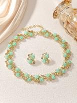 Elegant French Pearl & Rhinestone Jewelry Set - Perfect for a Dinner Date Atmosphere