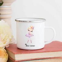 Personalized Name Ballerina Cups Custom Ballet Dance Hot Chocolate Juice Enamel Mug Girls Handle Mugs Birthday Children's Gifts 360ml