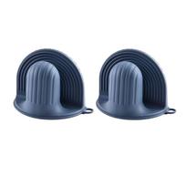 Anti-scald Silicone Oven Mitts Thickened Non Slip Kitchen Pinch Mittens Heat Resistant Microwave Safe Baking Gloves mėlyna