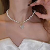 New Super Immortal Temperament Pearl Love Necklace Cool And Sweet Clavicle Braided Chain For Women 1