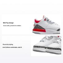„Air Jordan 3 Retro TD Fire Red“, 2022 m. kūdikių sportbačiai, balti cementiniai-pilkai juodi DM0968-160 25 white