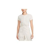 Nike Sportswear Essentials Ribbed Short Sleeve T-Shirt Women Tops Light-Redwood-Brown FB8277-104 M white