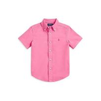 Polo Ralph Lauren Solid Color Pony Embroidered Cotton Pointed Collar Single-Breasted Casual Short Sleeve Shirt Kids shirts Pink 323934846-002 L