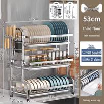 Nordic 3-Tier Stainless Steel Dish Drying Rack gray