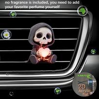 2D flat skull car vent clip decorative diffuser (fragrance not included), car interior decoration, aromatherapy clip, ideal for holiday gifts 6CM