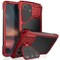 For Samsung S24 S23 S25 S26 Ultra IP54 Waterproof Aluminum Metal Magnetic Case Anti-fall Shockproof Lens Cover Stand Screen Film aluminum&Case & Holder&Galaxy S23 Ultra raudona