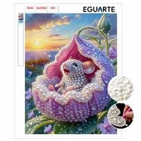 DIY Pearl Painting Canvas Cute Mouse Design Shiny 3D Bead Art Kit Creative Leisure Craft for Living Room Wall Decor 30x40cm