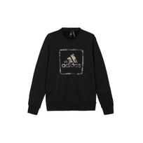 Adidas Mh Gfx Ft Bos Logo Print Crew Neck Sweatshirt Men Tops Black GM4477 S