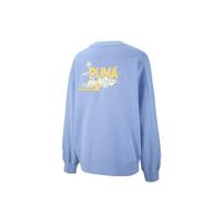 PUMA Classics Joy Graphic Crew Sweatshirt Women Tops Lavender-Purple 539955-27 L gray
