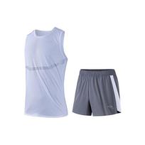 Anta Plain Round Neck Sleeveless Vest And Mid-Waist Straight Shorts Casual Sports Set Men sets White Gray 952325201-2 S