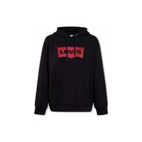 Levis Solid Color Letter Print Hooded Long Sleeve Sweatshirt Women sweatshirt Black A4959-0010 S