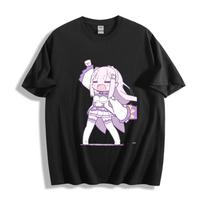 Re:Zero Emilia Chibi T-Shirt - Hair Maid Uniform Cheer Pose Design Unisex Tee S