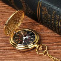 Round Gold Retro With Necklace Fob Watches Pocket Pocket Watch brown