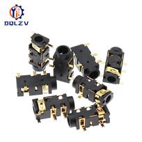 Moterų garso jungtis 5 kontaktų SMT SMD Ausinių lizdas PJ-327A Paauksuotas Patch SMD Garso ausinių lizdas 3,5 mm 10PCS black