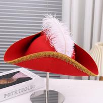 Retro Creative Feathers Pirate Hat Cosplay Pirate Cap Captain Hats Halloween Carnival Party Costume Props Holiday Gifts as the picture