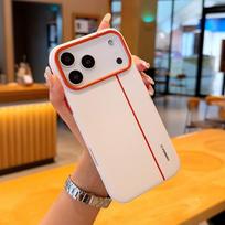 Colorful Faux Leather Red Lens Ring Raised Protective Lens Case For iPhone 17 Pro Max 17 Air 17 Pro 16e 16 15 + Protection Cover iPhone17 Pro Max