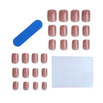 1 Set Square Press on Fake Nails French Tip Stick-on Nails Reusable Removable Full Cover 5