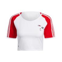 Adidas Originals Disney Mickey Embroidered Logo Colorblock Stripe Sports Crop Top Women Tops White IY2268 XXS
