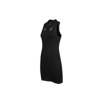 Nike Sportswear Swoosh Color Block Symmetrical Double Logo Stand Collar Half Zip Sleeveless Dress Women Dresses Black DD5587-010 L