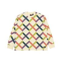 Levis Geometric Pattern Cross Round Neck Long Sleeve T-Shirt Men Tops Beige A1006-0005 L
