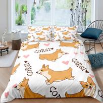 Mopsas Korgis Šiba Šuniukas Antklodės užvalkalų rinkinys Šuns antklodės užvalkalas Aš myliu šunis Patalių rinkiniai Kawaii Gyvūnai Animaciniai Pledai Viso dydžio EU single(135x200cm)