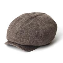 Vintage Herringbone Newsboy Cap Men Winter Thick Warm Casual Stripe Berets Gatsby Flat Hat Peaked Cap 56-59 cm gray