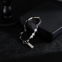 Stainless Steel Melon Seed Imitation Pearl Chain Bracelet For Men Women Punk Gothic Accessories Trendy Unisex  Lover Gift 18-19 CM