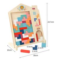 Mediniai 3D dėlionės kaladėlės Smegenų mankštos žaislas Dėlionė Tangram spalvingas dėlionės žaidimas ikimokyklinukams edukacinė dovana kūdikiams mažiems vaikams vaikams