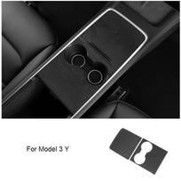 For Tesla Model 3 Y ABS Armrest Box Cover Rear Air Outlet Protective Cover Black Carbon Fiber Electric Vehicle Sticker Decoratio