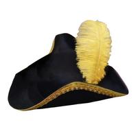 Lightweight Pirate Hat Colonial Tricorn Hat with Feather Decors Carnivals Pirate Hat Cosplay Party Cute Hat for Adult geltona