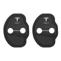 2/4Pcs Car Silicone Door Lock Cover Shock Absorber Protective Sticker Valve Cap For Tesla Model Y S X Roadster SpaceX P75D P85D For Tesla