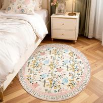Vintage Floral Round Area Rug Elegant Chinoiserie Floral Branch Print Non-Slip Carpet Romantic Botanical Themed Mat for Entryway 80cm x 80cm