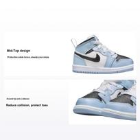 Air Jordan 1 Mid TD Ice Blue Baby Sneakers Sail White Black 644507-401 23.5 gray