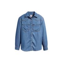 Levis Solid Color Loose Fit Square Neck Denim Long Sleeve Shirt Women shirts Blue A7244-0006 S