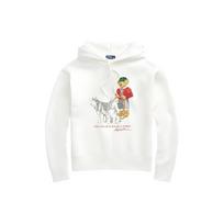 Polo Ralph Lauren Animal Print Hooded Long Sleeve Drop Shoulder Sweatshirt Women sweatshirt White 211916108-001 XS white