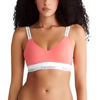 Calvin Klein Letter Comfortable V-Neck Bra Women underwear Pink QF7059-TBK S brown