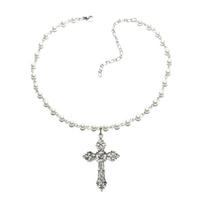 Cross Pendant Necklaces Cross Pendant Chokers Imitation Pearls Religious Jewelry Party Jewelry Gift for Girls Woman Man